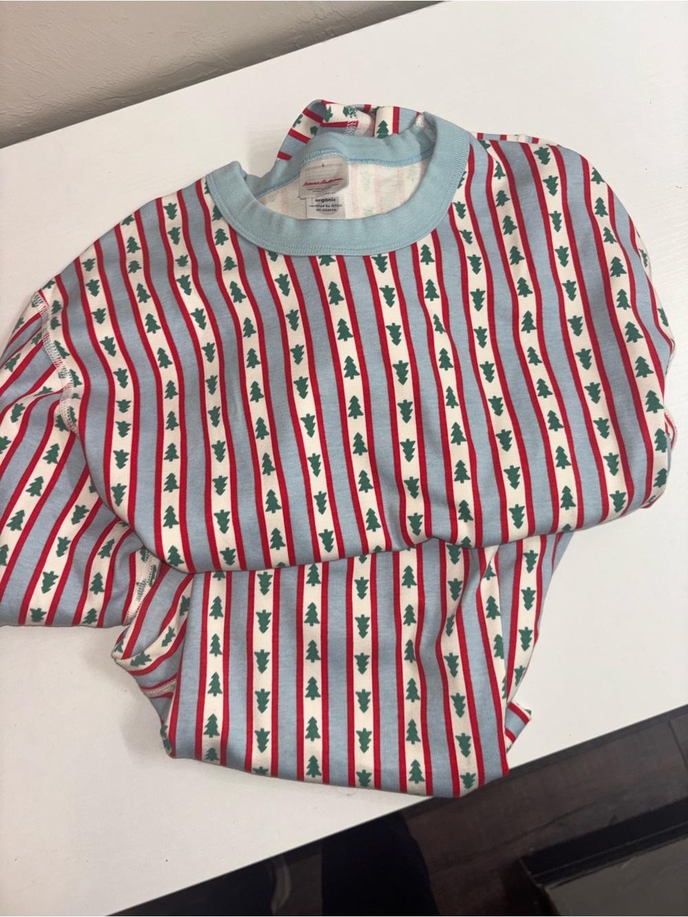 Hanna Andersson Red, Green & Light Blue Striped Holiday Sweatshirt